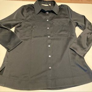 Soft Surroundings Black Button Down Shirt Iridescent Buttons Petite